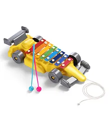 Pull Along Musical Car Xylophone With 8 Musical Notes - Yellow