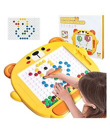 BitFeex Magnetic Drawing Board with Pen and Pattern Book Dots Board - Yellow