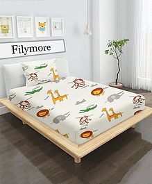 Filymore Animal Printed Single Bedsheet with 1 Pillow Cover-Offwhite