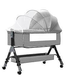 House of Quirk Baby Bassinet Bedside Sleeper Cradle Bedside Crib 3 in 1 Baby Bed Portable Bassinet for Newborn Infant Baby with Storage Basket Lockable Wheels Adjustable - Grey