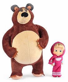 Masha and The Bear Toy Set with Figurines Brown & Pink - Height 27 cm