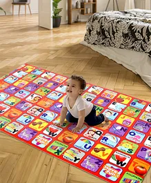 EVA Waterproof Alphabet Roll Playmat With Pictures- Red