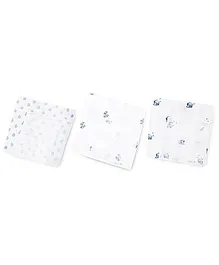 Mom's Home Organic Cotton Muslin Swaddle Tree & Elephant Print - White Blue Green