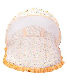 Mee Mee Baby Bedding Set with Mosquito Net Zip Closure & Neck Pillow - Orange