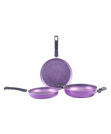 Wonderchef Venice Induction Bottom Non-Stick Coated Cookware Set of 3 - Purple