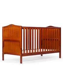 Babyhug Merlino 2 in 1 Wooden Cot Cum Junior Bed with Height Adjustable & Plug and Play Assembly - Walnut