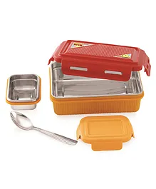 Hot Bite Stainless Steel Lunch Box 600ml with Spoon - Small Maroon