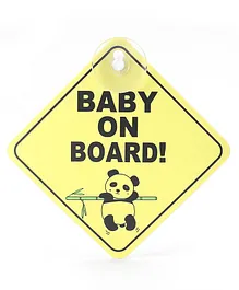 Babyhug Car Sign Boards & Stickers with Panda Print- Yellow