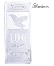 Silverium 99% BIS Hallmarked 100 grams Silver Bar - Silver