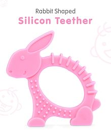 Rabbit  Shaped Silicon Teether - Pink