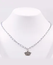 Pihoo Crown Embellished Necklace  - Silver