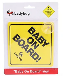 Ladybug Baby On Board Sign - Yellow