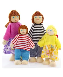 Playbox Wooden Pops Family | 6pcs Wooden Dolls Pretend Play Set Dolls Family for Children Kids Figure Toy Mini House Gift - Length 11.5 cm