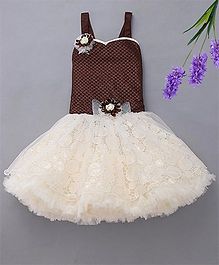 M'Princess Party Dress With Attached Flower - Brown M'Princess Party Dress With Attached Flower - Brown
