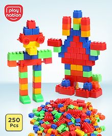 Play Nation Premium 250 Pcs Big Size Colorful Blocks| Toys Building and Construction Interlocking Jumbo Blocks with Big Building Storage Bag| Educational and Learning Toy for Children| BIS Certified| Non-Toxic