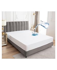 RRC Water Proof Terry Cloth Fitted Mattress Protector 60 x78 Inch for Queen Size Bed  White