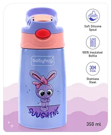 Babyhug  Insulated Sipper Bottle Bunny Print Purple -350 ml