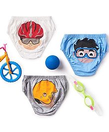 Plan B Set Of 3 Lets Do This Theme Boys Underwear - White Grey & Sky Blue Plan B Set Of 3 Lets Do This Theme Boys Underwear - White Grey & Sky Blue