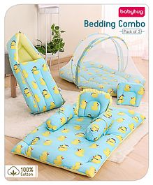 Babyhug Premium Bedding Super Save Combo Set of 3 Duck Print - Blue