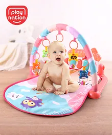 Play Nation Baby Kick & Play Piano Play Gym With Hanging Rattles Lights & Music Animal Theme - Peach