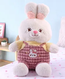 Bonfino Plush Bunny with Brown Dungaree Soft Toy Beige- Height 45 cm