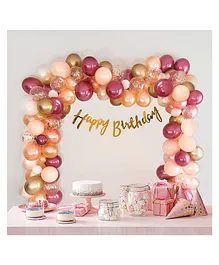 Bubble Trouble Birthday Decoration Items with Burgundy & Peach Balloons - Pack of 53
