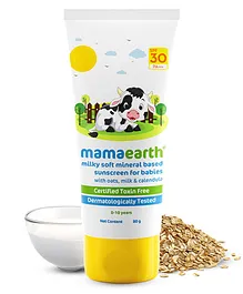 Mamaearth Baby Milk Soft Miniral Based Sunscreen with SPF 30 & PA+++ and Oats Milk and Calendula- 80 g