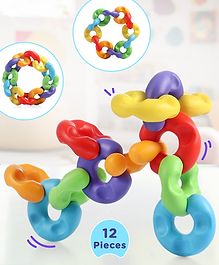 Play Nation Premium Chain Link Multicolor Toy for Kids - 12 pieces| Montessori Activity and Educational Infant & Preschool Toy for Babies| Colorful Building Chains for Children| BIS Certified| 6 Months+