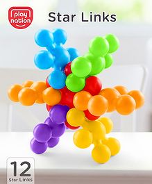 Play Nation Premium Star Link Multicolor Toy for Kids - 12 pieces| Montessori Activity and Educational Infant & Preschool Toy for Babies| Colorful Construction Blocks for Kids| BIS Certified| 6 Months+