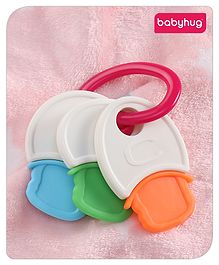 Babyhug Non Toxic BPA Free Key Shaped Teether|Easy to Grip|Fits in Mouth, Stimulates and Massages Sore Gums|Gifting Toy| Child Safe Material| BIS Certified| 0 Months+