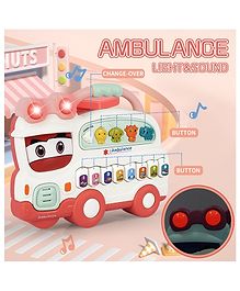 YAMAMA Electronic Ambulance Car Piano Toy Educational Interactive Musical Piano With 8 Keys 3 Function Modes Light And Sound For Babies And Kids  Multicolor