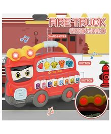 YAMAMA Electronic Fire Truck Piano Toy Educational Interactive Musical Piano With 8 Keys 3 Function Modes Light And Sound For Babies And Kids  Multicolor