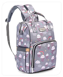 Babyhug Multifunctional Spacious Diaper Backpack Cloud Print- Grey