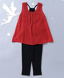 Soul Fairy Sleeveless Top With Knit Racer Back Inner And Leggings - Red & Black Soul Fairy Sleeveless Top With Knit Racer Back Inner And Leggings - Red & Black