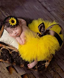 Babymoon Sunflower Tutu Skirt with Hairband Baby Photography Props  Pack of 2 - Yellow
