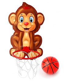 Fiddlerz Monkey Theme Basketball for Kids Game Play Set with Adjustable Wall Mounted Hanging Board & Hoop