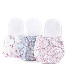 Zoe Free Size Reusable Cloth Diaper with Inserts Floral Theme- Pack of 3