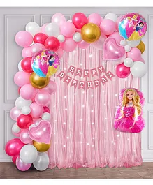 Special You Barbie Theme Birthday Decoration Items Kits with Barbie Theme Foil Balloons Decorative Kit Pink  - Pack of 68 Items