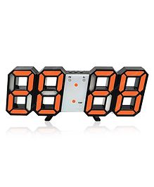 FunBlast 3D Digital LED Light Alarm Clock with USB Wire  Black Orange