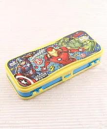 Marvel Avengers Double Sided Pencil Box - Yellow & Blue (Print May Vary)