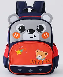 Bunny Print Backpack with Applique Grey Orange & Black - 13.5 Inches