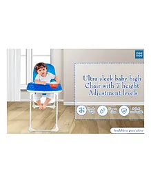 Mee Mee Ultra Sleek Baby High Chair with 7 Height Adjustment Levels 3 Compact Folding Chair with Feeding Tray - Blue