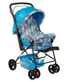 Mee Mee Baby Stroller Pram 3 Position Seating Reversible Handle Fully Rotating Wheels for Newborn Baby Kids, 0-3 Years, Light Blue