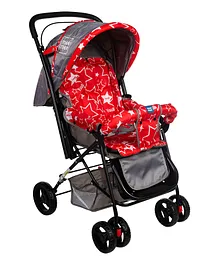 Mee Mee Baby Stroller Pram 3 Position Seating Reversible Handle Fully Rotating Wheels for Newborn Baby Kids, 0-3 Years, Red