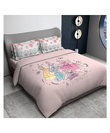 Sassoon Disney Princess Digital Printed Cotton Bedsheet with 2 Pillow Covers in 300TC