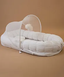 Baby Jalebi Sleep Cloud Baby Nest Bed with Mosquito Net Pillow Newborns & Infants - Beige