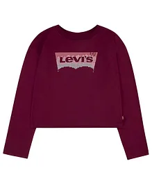Levi's Full Sleeves Glitter Batwing Brand Name Placement Printed Tee - Purple
