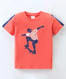 Taeko Cotton Jersey Half Sleeves T-Shirt With Skateboard Print - Red