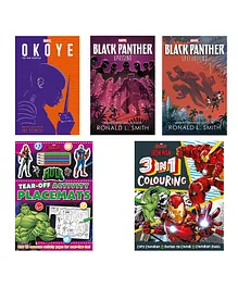 Marvel Story and Activity Pack of 5 Superheroes Black Panther Hulk Iron Man Okoye - English