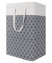 House of Quirk Linen Cotton Laundry Hamper 75L Collapsible Large Laundry Baskets - Grey